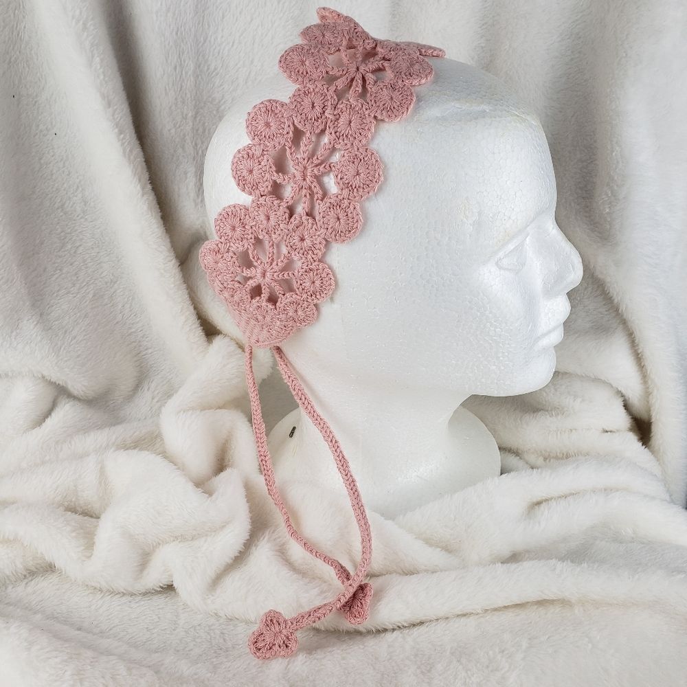 Flower Crocheted Headband Pink